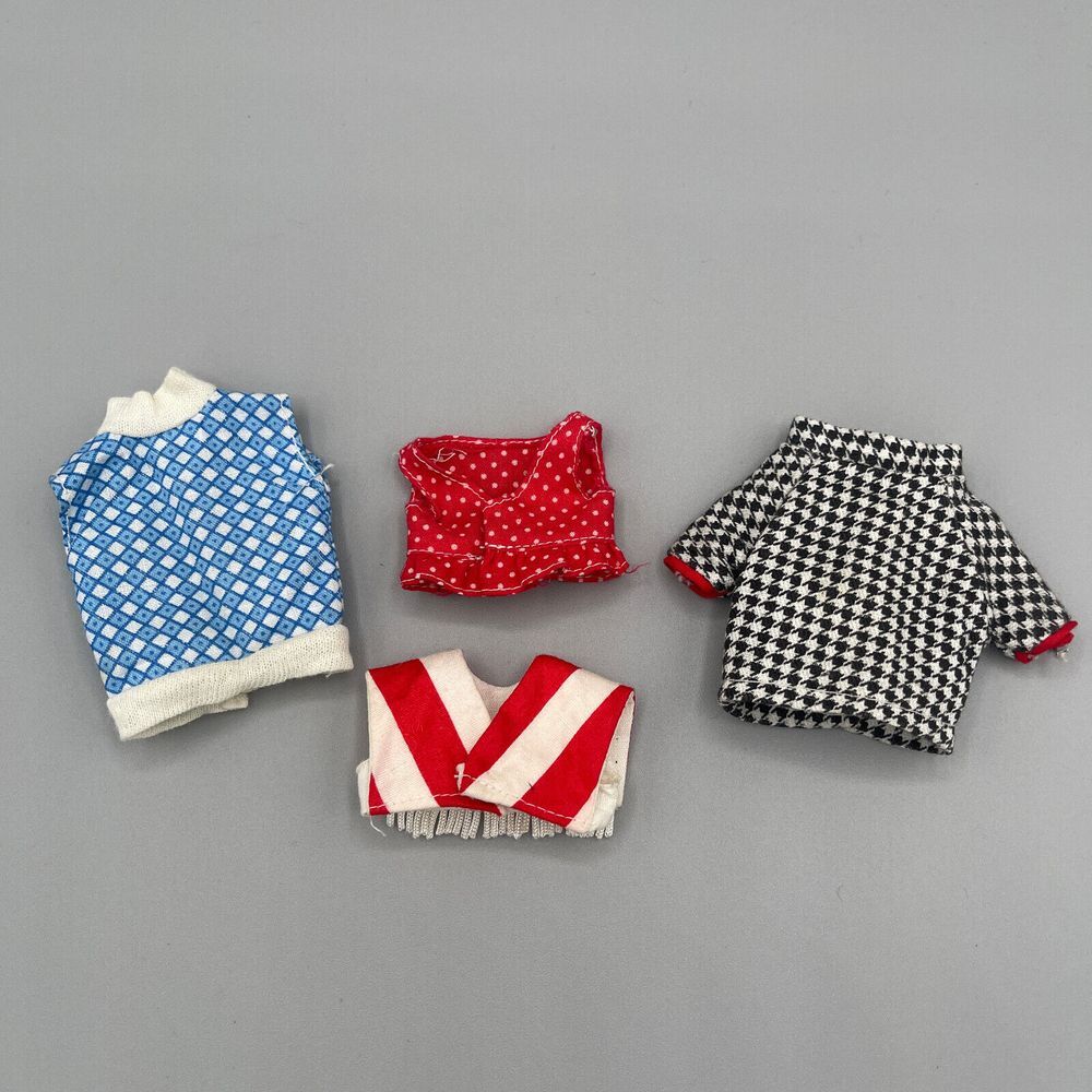 Vintage Fashion Doll Clothes‎ Lot 4 Tops 60s Cape Vest Houdstooth Argyle 11In